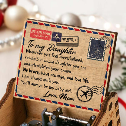 Empowering Message For Daughters Featuring Envelope And Crown - Custom Music Box With "You Are My Sunshine" Tune - DAU096_MZB