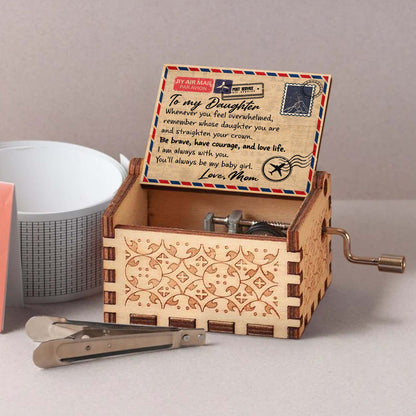 Empowering Message For Daughters Featuring Envelope And Crown - Custom Music Box With "You Are My Sunshine" Tune - DAU096_MZB