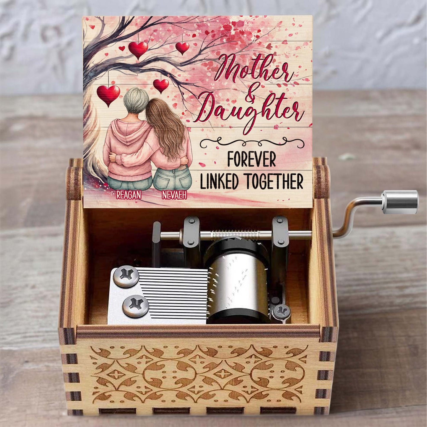Mother And Daughter Forever Linked Together Tree And Hearts Design
