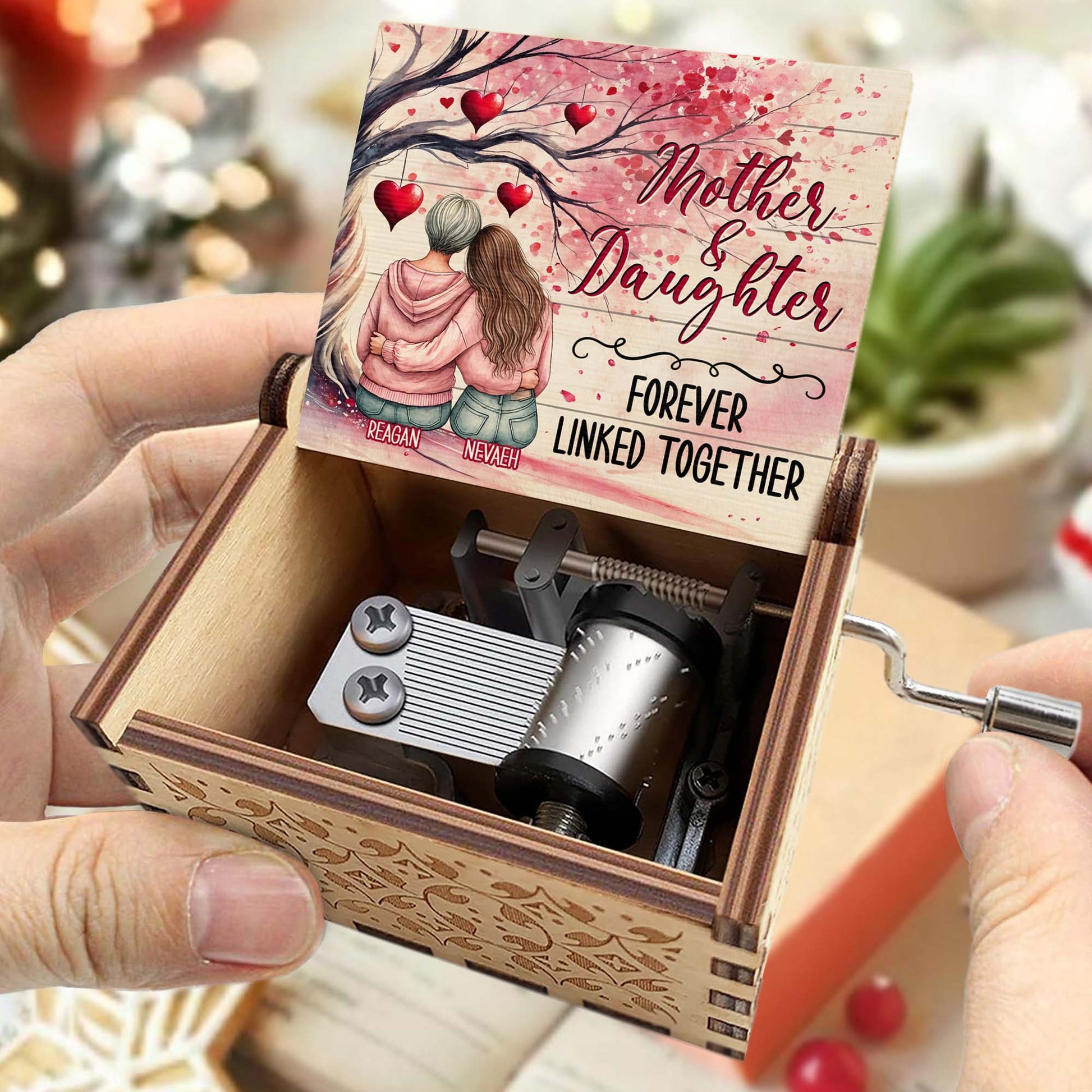 Mother And Daughter Forever Linked Together Tree And Hearts Design