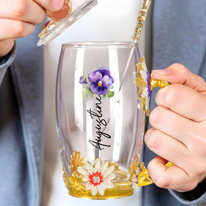 Enrich Your Tea Time With Elegant Floral Personalization, Flowers, Bee, Butterfly