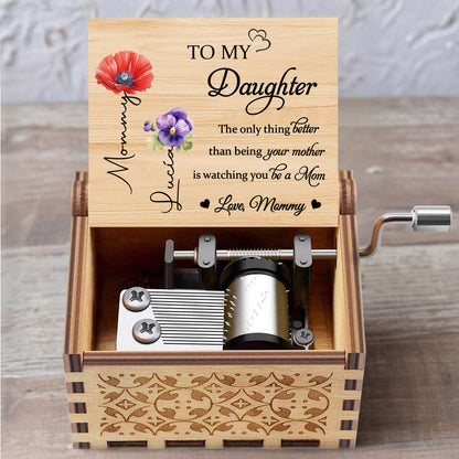 To My Daughter Watching You Be A Mom Poppies and Pansies - Custom Music Box With "You Are My Sunshine" Tune - DAU108_MZB