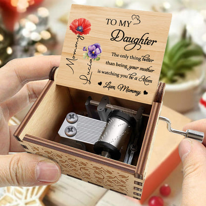 To My Daughter Watching You Be A Mom Poppies and Pansies - Custom Music Box With "You Are My Sunshine" Tune - DAU108_MZB