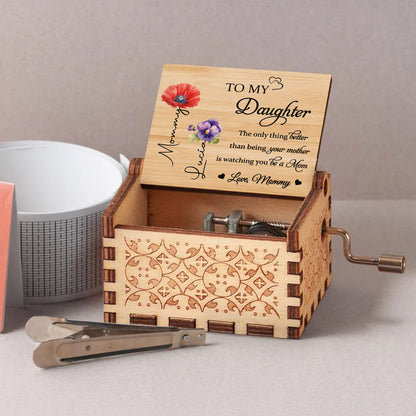 To My Daughter Watching You Be A Mom Poppies and Pansies - Custom Music Box With "You Are My Sunshine" Tune - DAU108_MZB