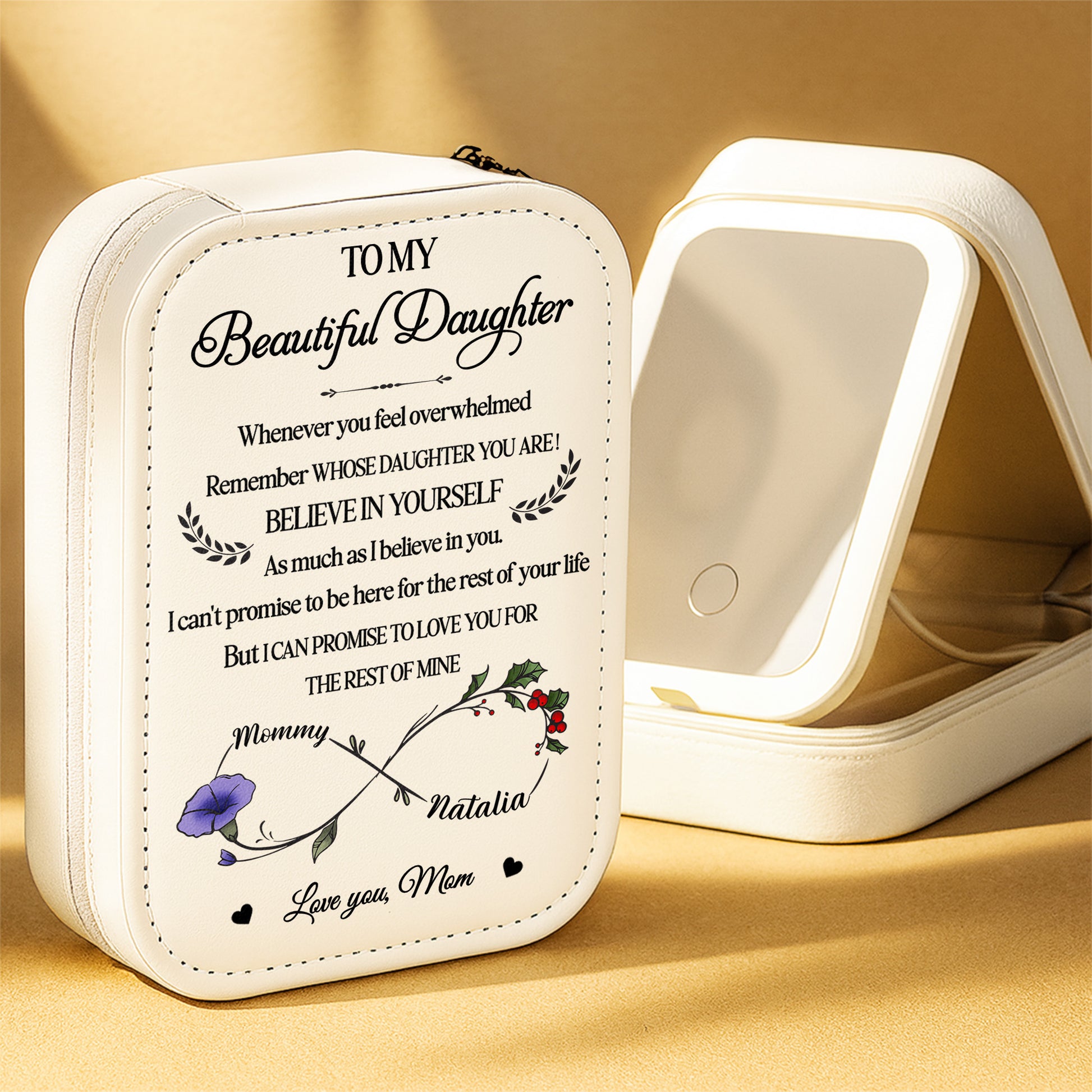 To My Beautiful Daughter, Flowers and Heart Design