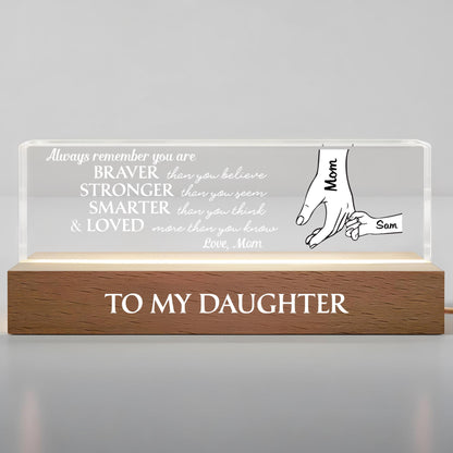 À ma fille, souviens-toi toujours, mains et cœur - Veilleuse LED personnalisée avec base en bois - DAU151_LEREC