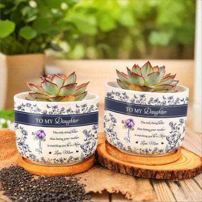 À MA fille, La seule chose meilleure que d'être ta mère, Fleurs et cerfs - Pot de fleurs en céramique personnalisé - DAU158_CEP