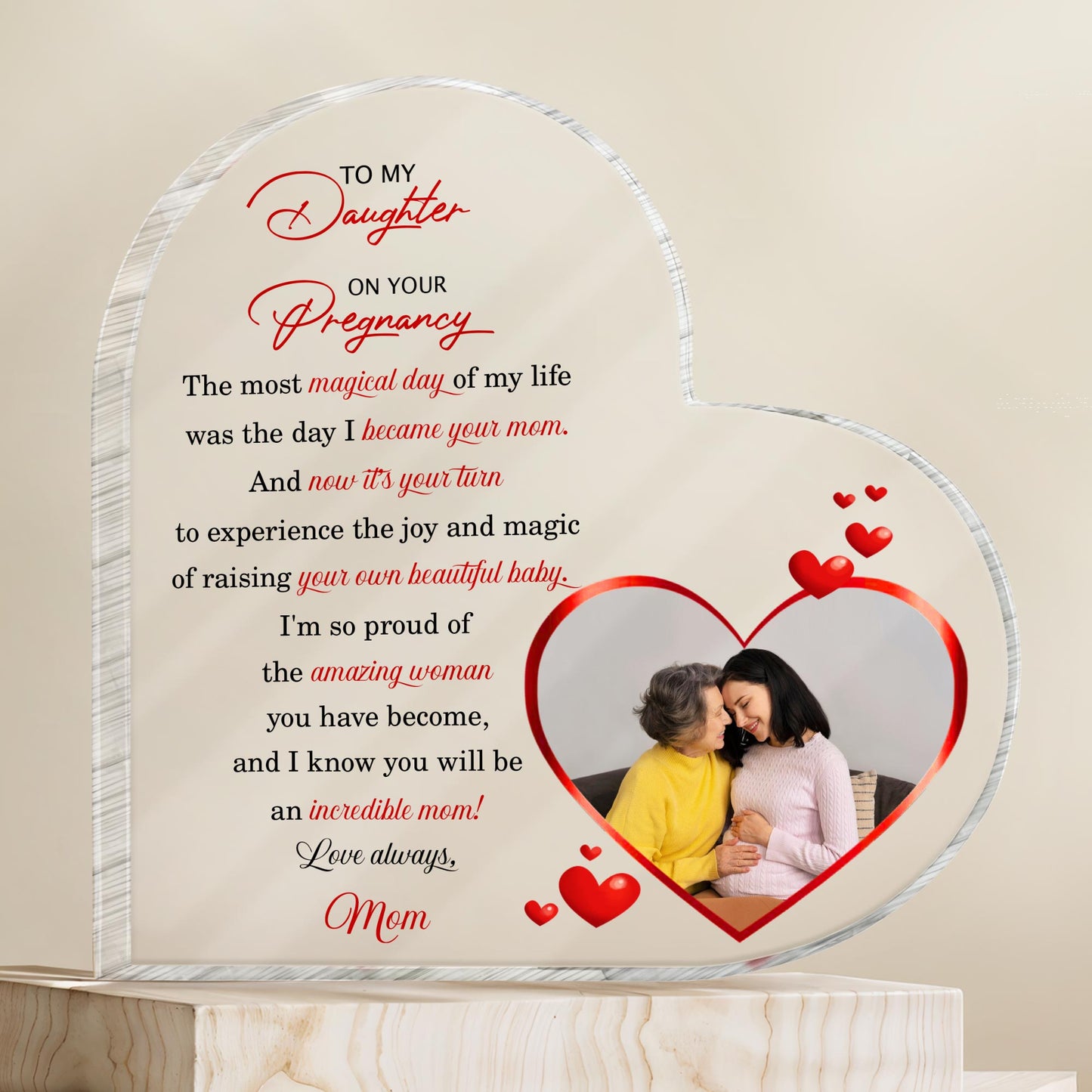 To My Daughter On Your Pregnancy, Hearts and Mother Daughter Embrace