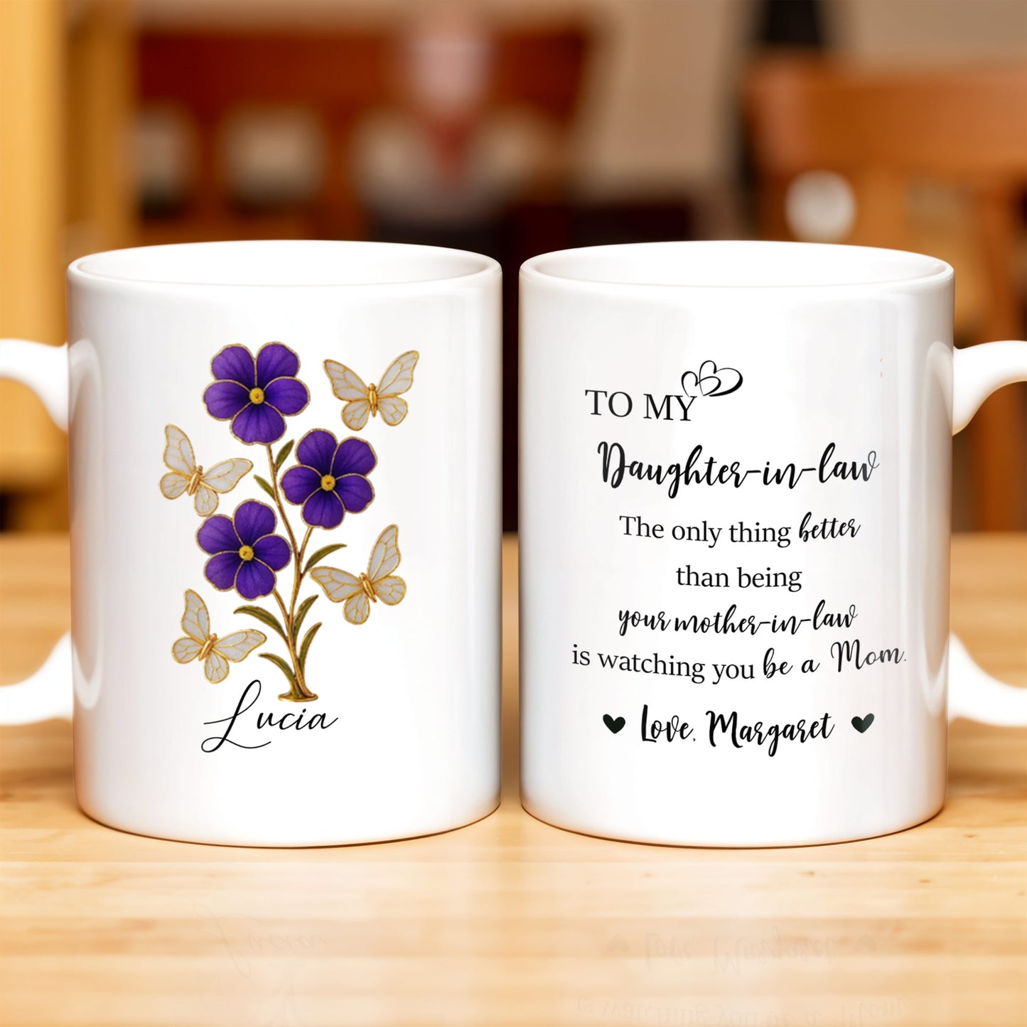 To My Daughter In Law, The Only Thing Better Than Being Your Mother-In-Law, Flowers and Butterflies - Personalized Custom Coffee Mug - DAU173_MG