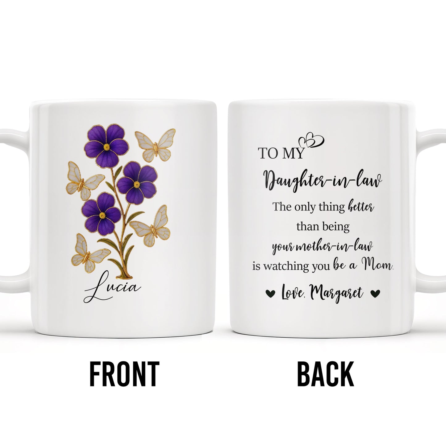 To My Daughter In Law, The Only Thing Better Than Being Your Mother-In-Law, Flowers and Butterflies - Personalized Custom Coffee Mug - DAU173_MG