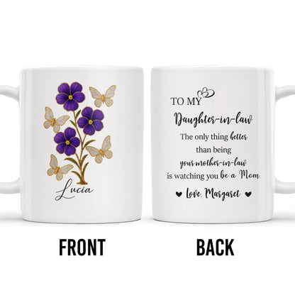 To My Daughter In Law, The Only Thing Better Than Being Your Mother-In-Law, Flowers and Butterflies - Personalized Custom Coffee Mug - DAU173_MG