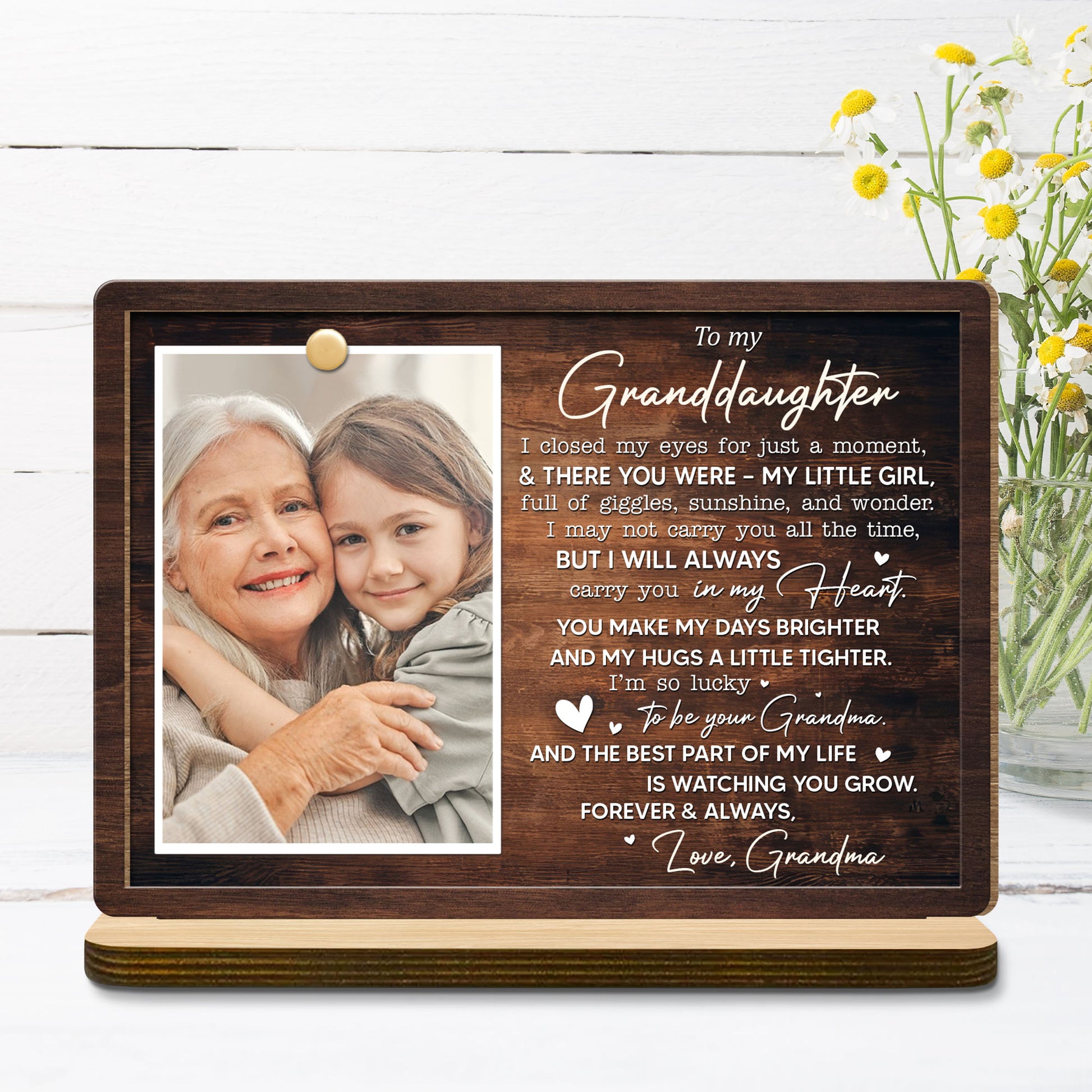 To My Granddaughter, Love Grandma Wood Plaque