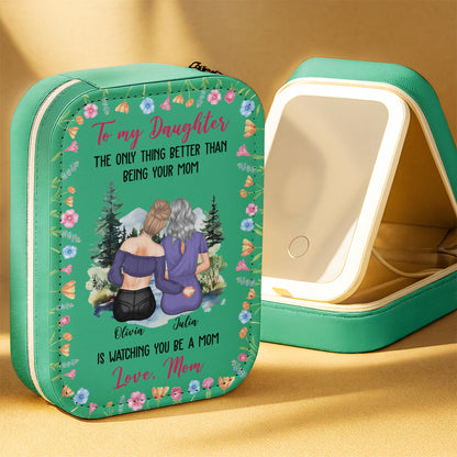 To My Daughter - Personalized Custom Jewelry Box With LED Mirror - DAU183_LEBOX