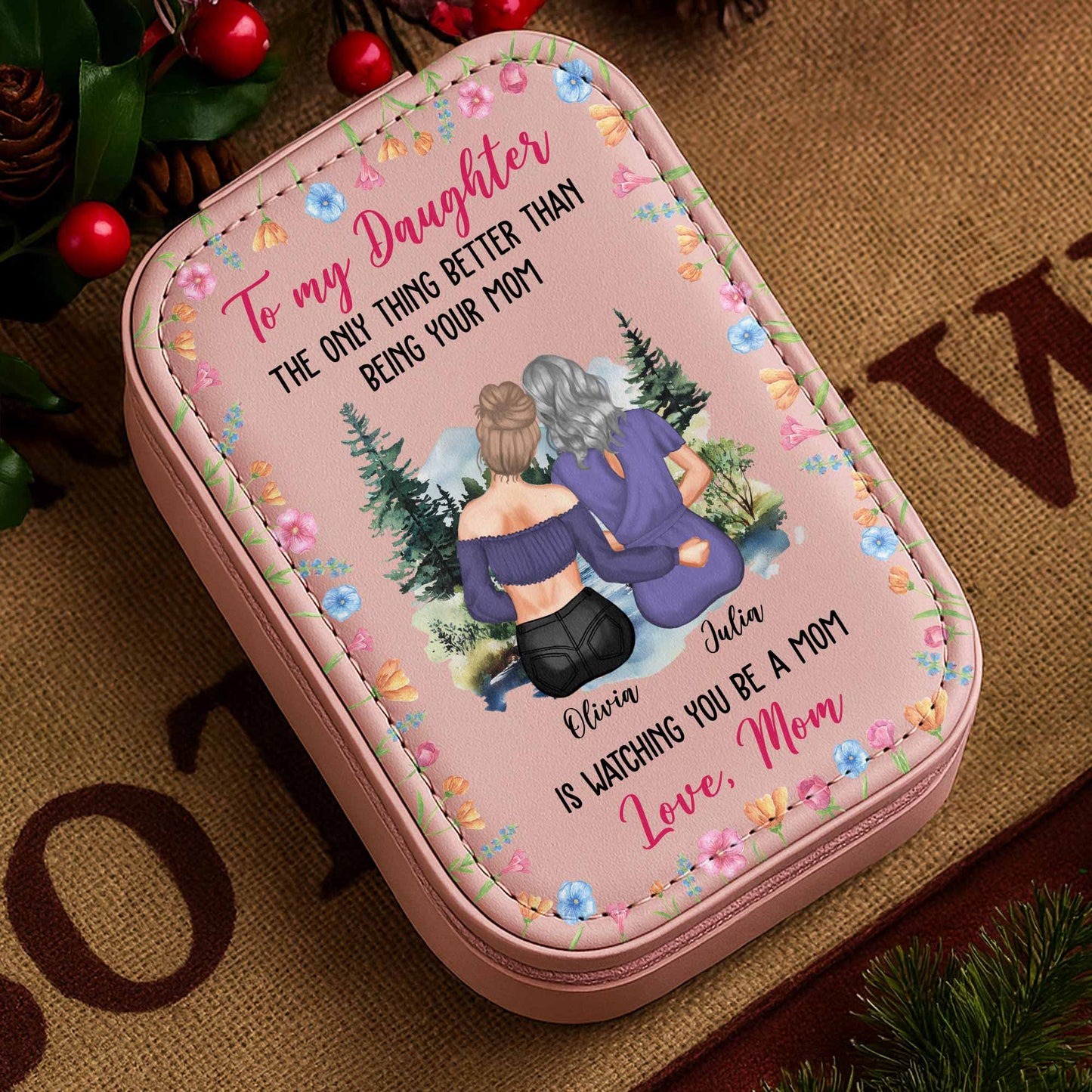 To My Daughter - Personalized Custom Jewelry Box With LED Mirror - DAU183_LEBOX