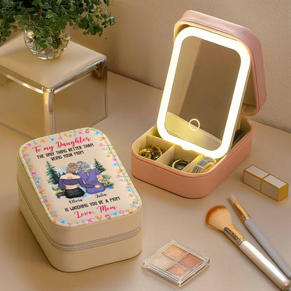 To My Daughter - Personalized Custom Jewelry Box With LED Mirror - DAU183_LEBOX
