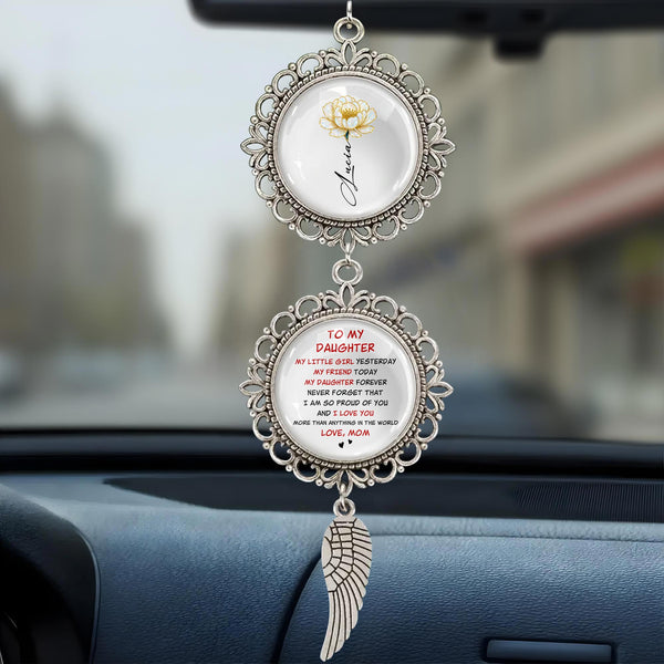 To My Daughter, Angel Wing Floral Design Pendant Charm