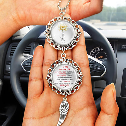 To My Daughter, Angel Wing Floral Design Pendant Charm