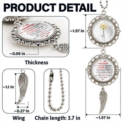 To My Daughter, Angel Wing Floral Design Pendant Charm