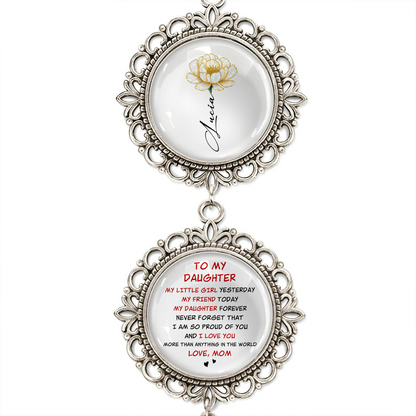 To My Daughter, Angel Wing Floral Design Pendant Charm