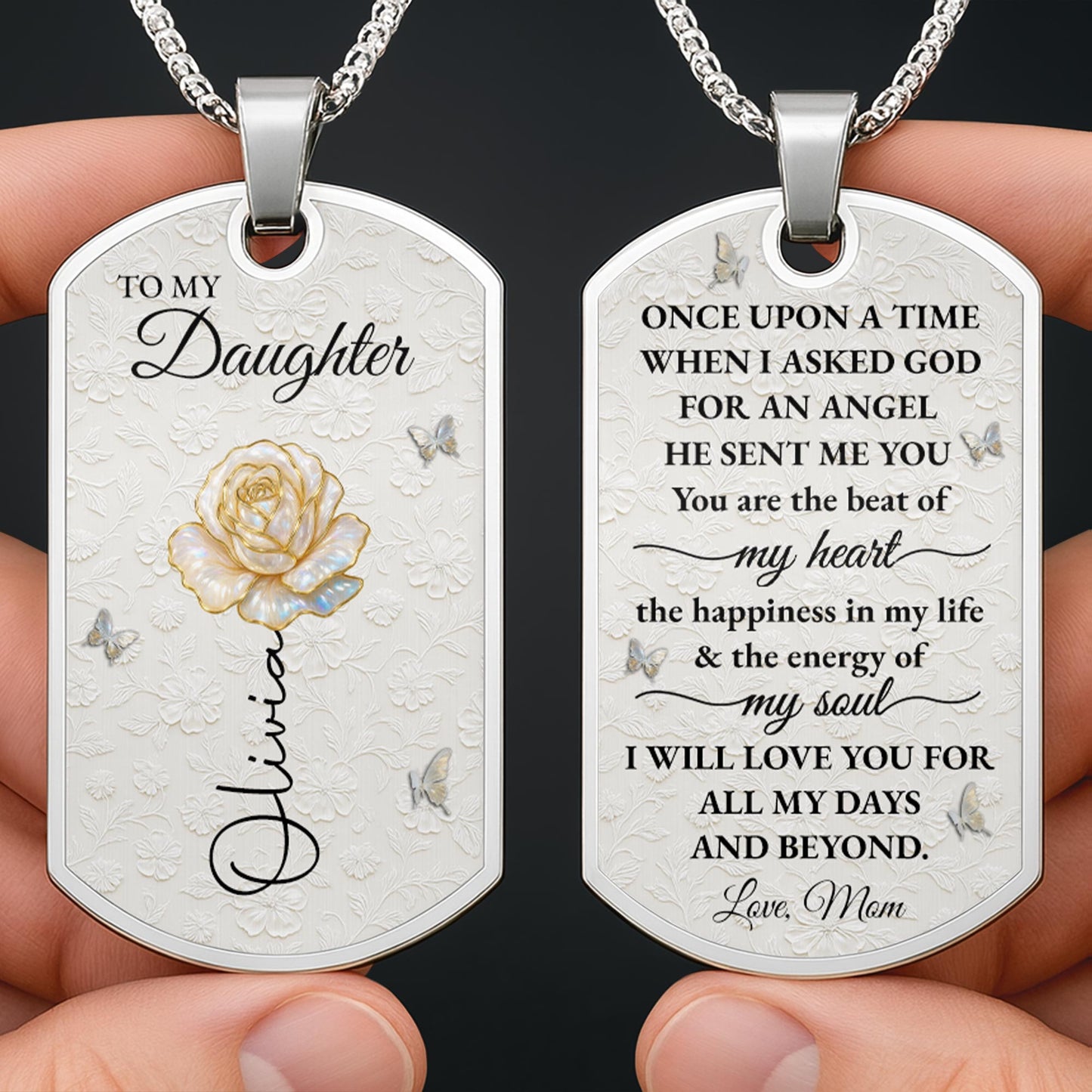 To My Daughter, Rose And Butterflies Love Message