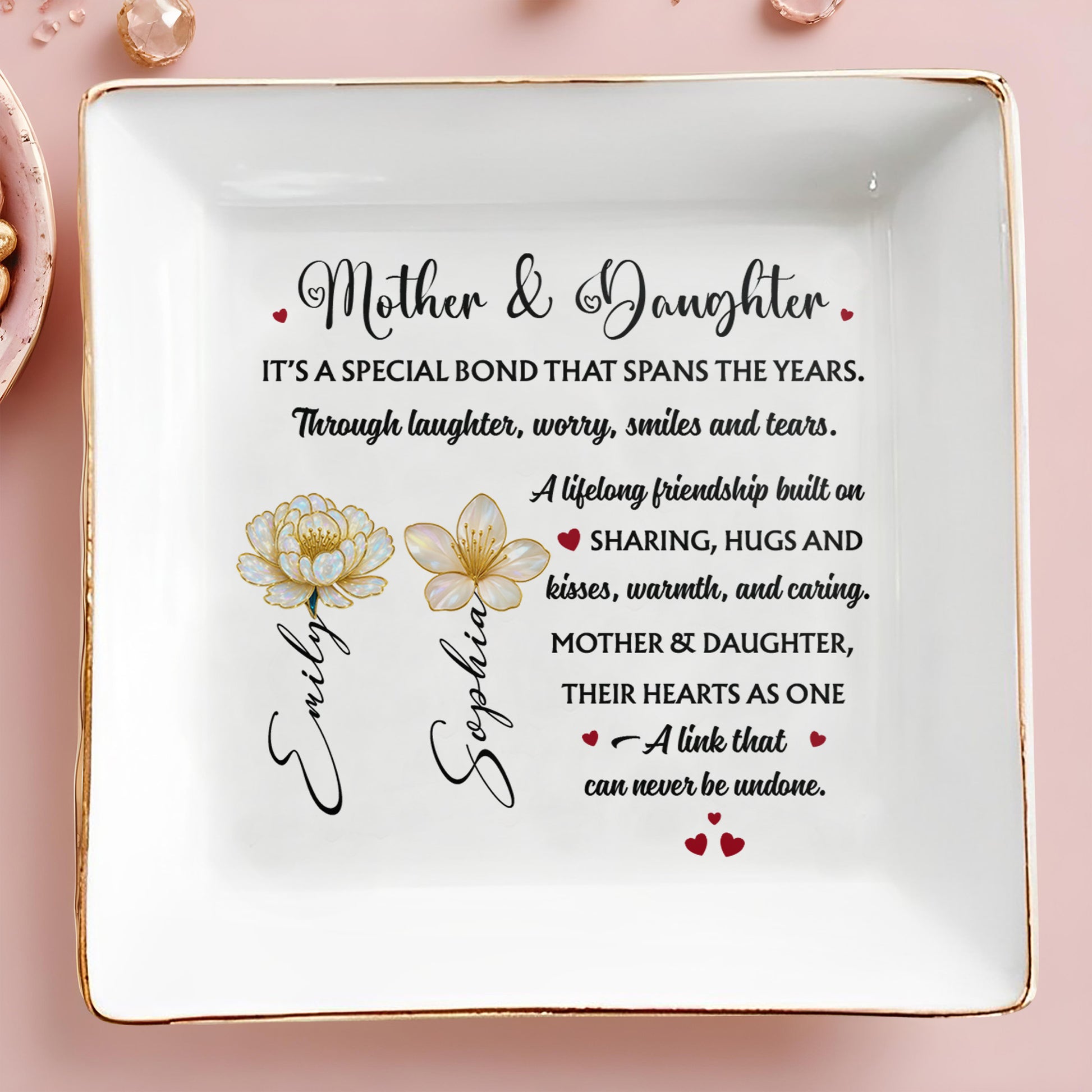 Mother & Daughter Special Bond With Flowers And Hearts