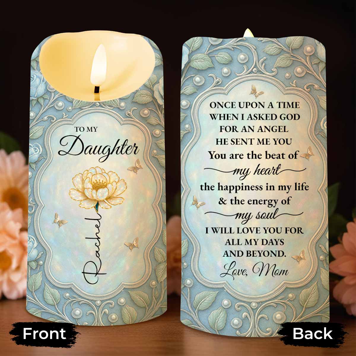 To My Daughter, Angel Sent, Flower And Leaves Design