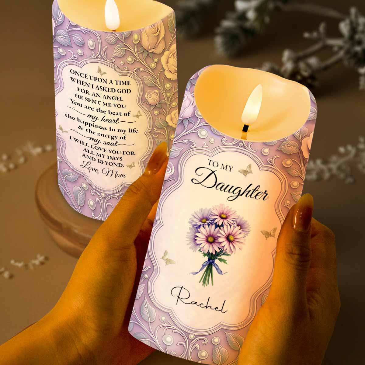 To My Daughter, You Are The Beat Of My Heart, Flowers And Leaves Design