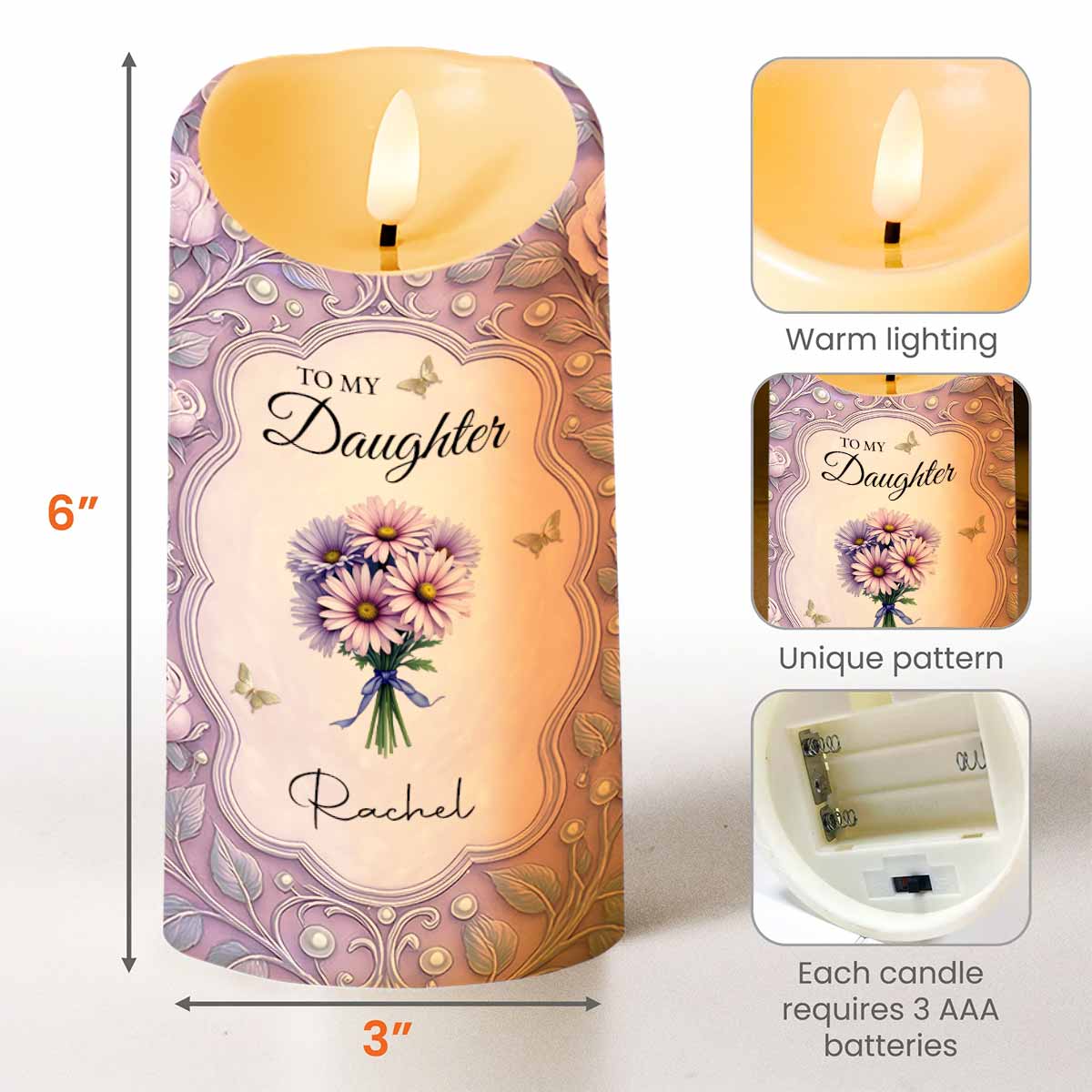 To My Daughter, You Are The Beat Of My Heart, Flowers And Leaves Design