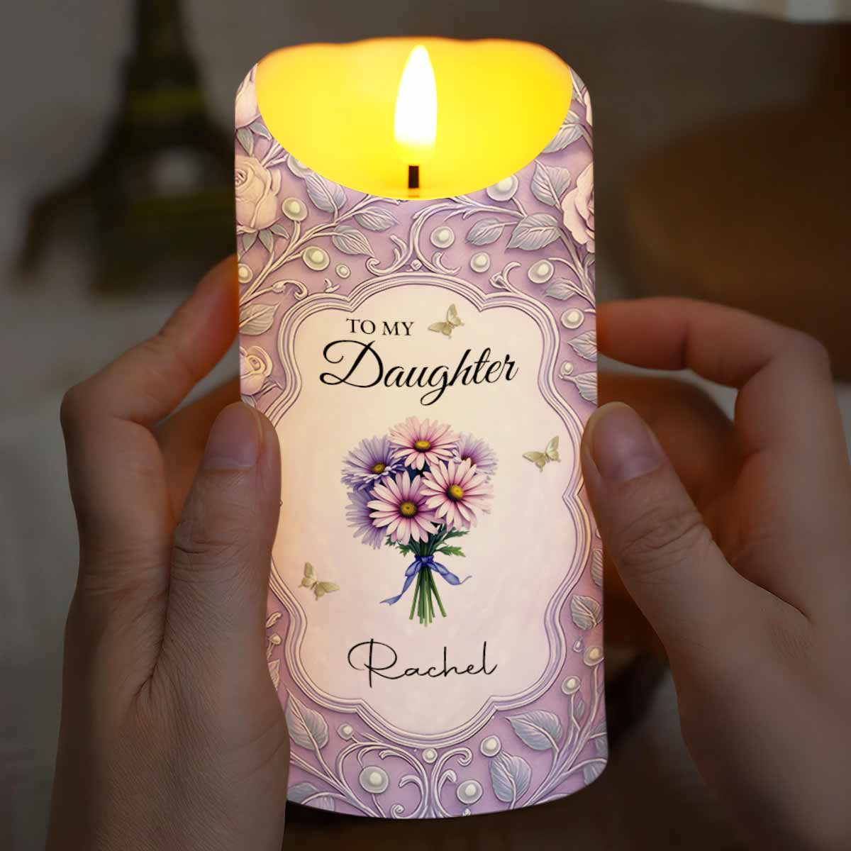 To My Daughter, You Are The Beat Of My Heart, Flowers And Leaves Design