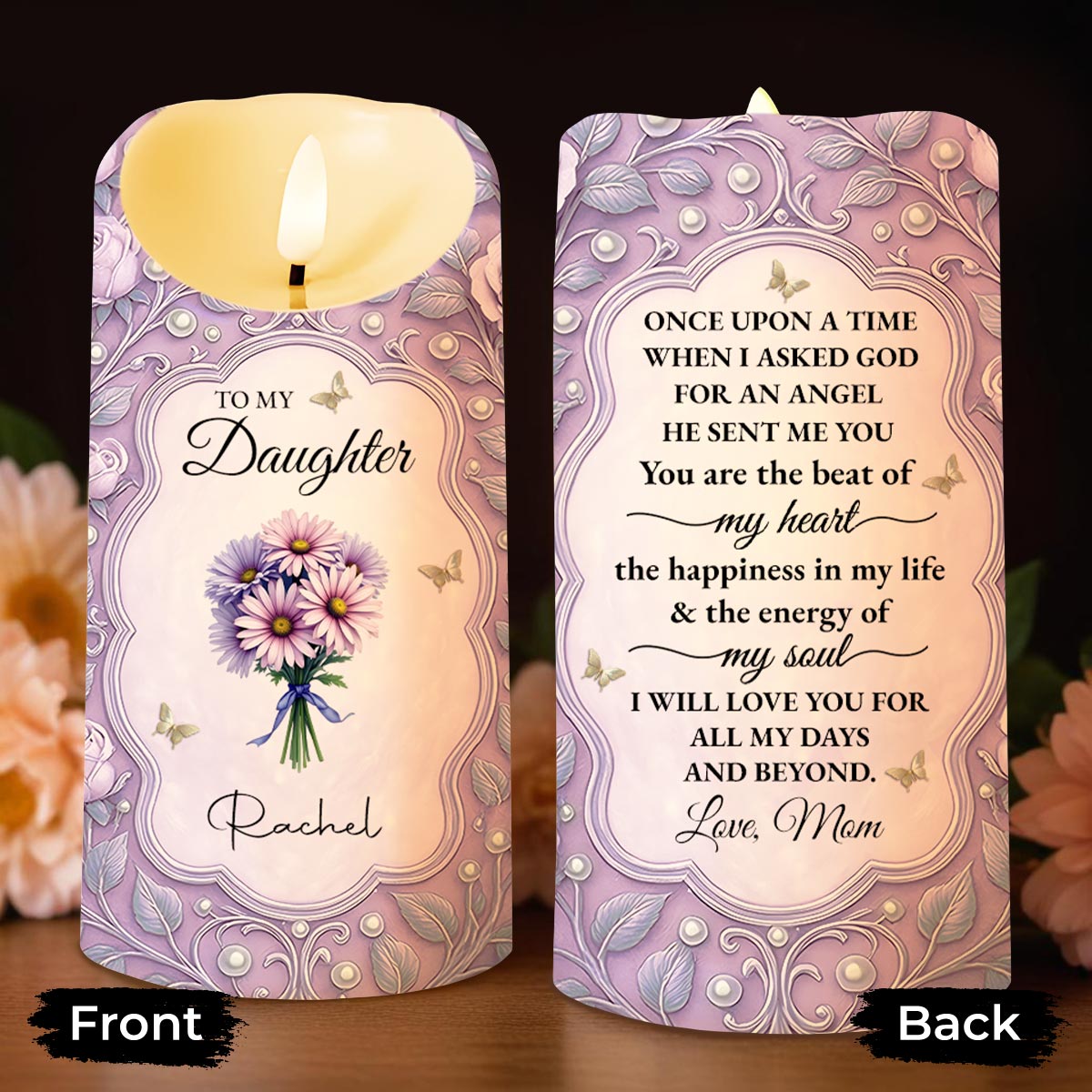 To My Daughter, You Are The Beat Of My Heart, Flowers And Leaves Design