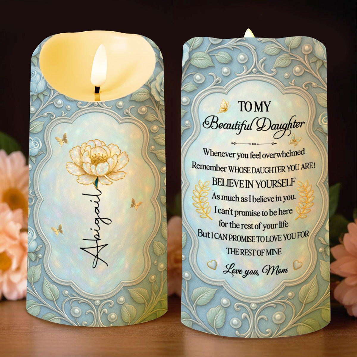 To My Beautiful Daughter, Flower And Butterflies Design