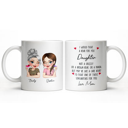 Custom Best Friends Caricature Coffee Mug With Flowers