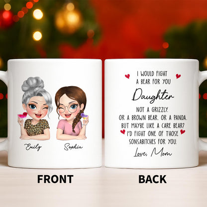 Custom Best Friends Caricature Coffee Mug With Flowers - Personalized Custom Coffee Mug - DAU248_MG