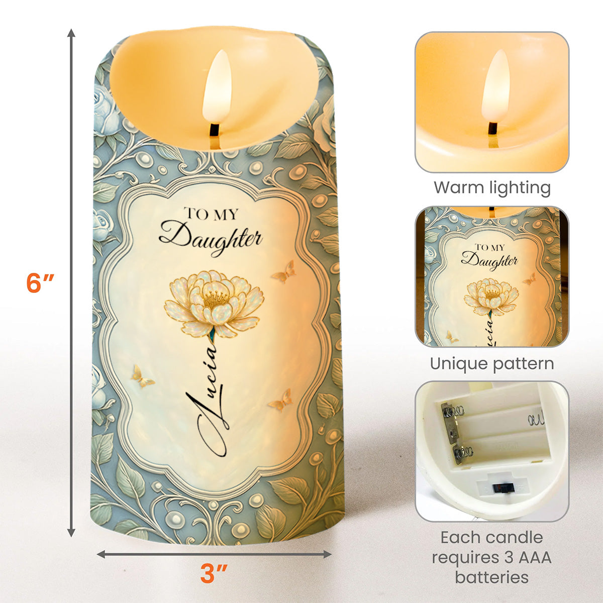 To My Daughter, Proud Of You, Flowers And Butterfly Design