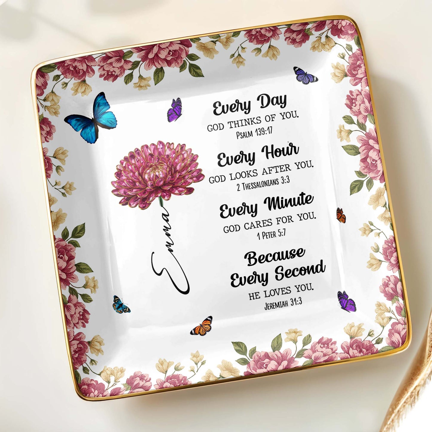 Every Day God Thinks Of You With Flowers And Butterflies
