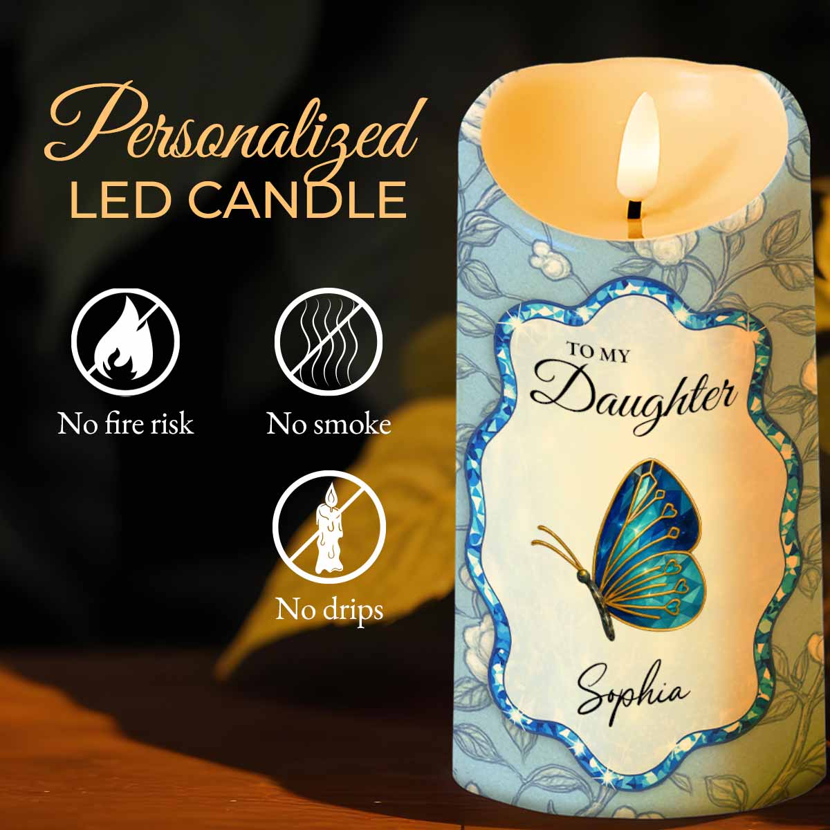 To My Daughter, Love Mom, Butterfly and Flowers