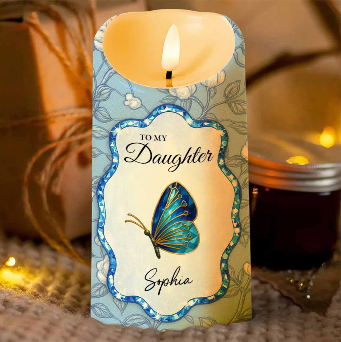 To My Daughter, Love Mom, Butterfly and Flowers
