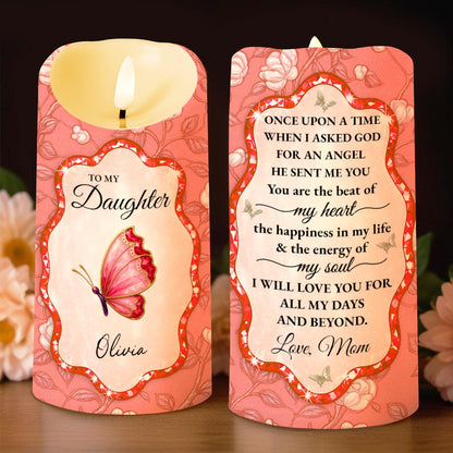 To My Daughter, Love Mom, Butterfly and Flowers