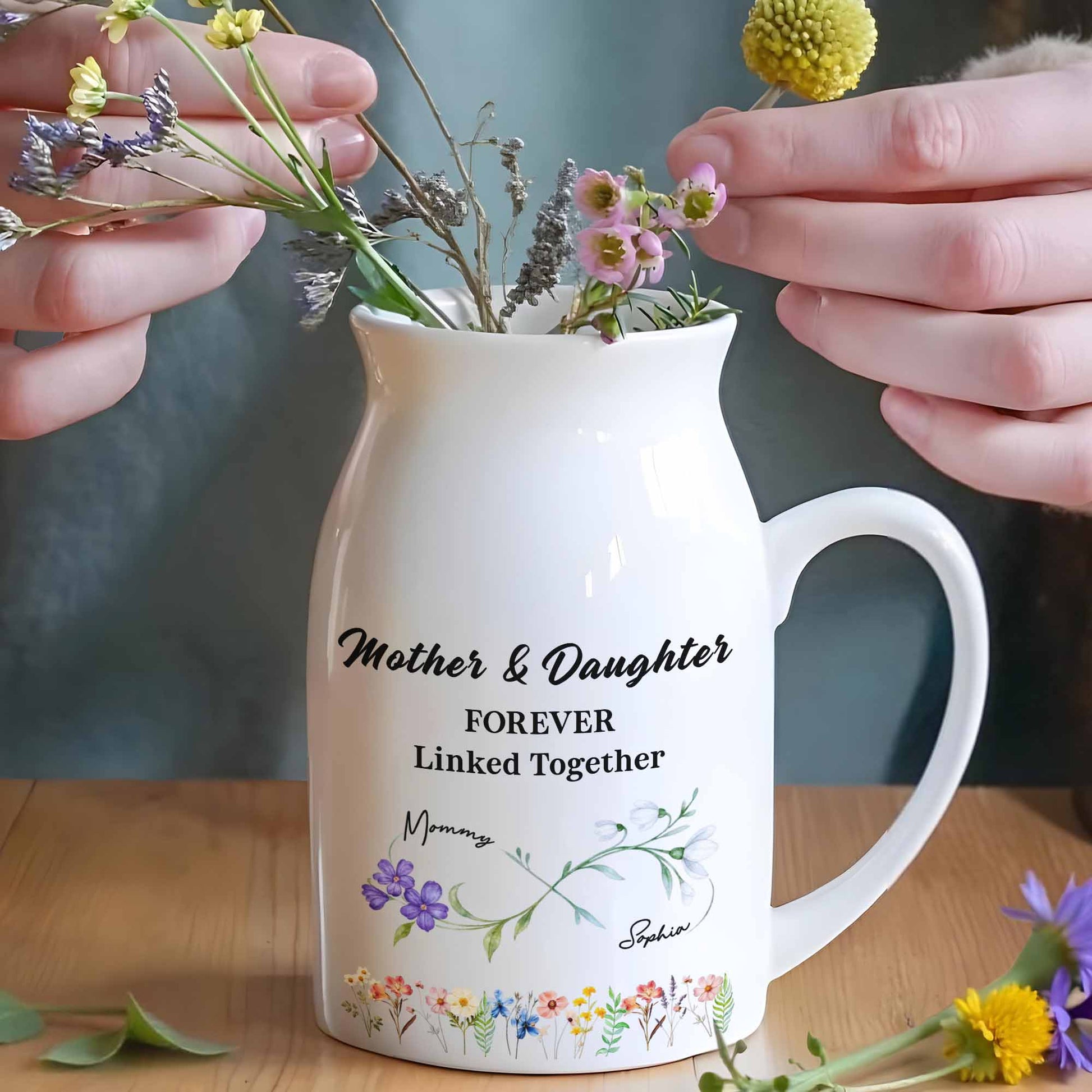 Mother & Daughter Forever Linked Together With Flowers