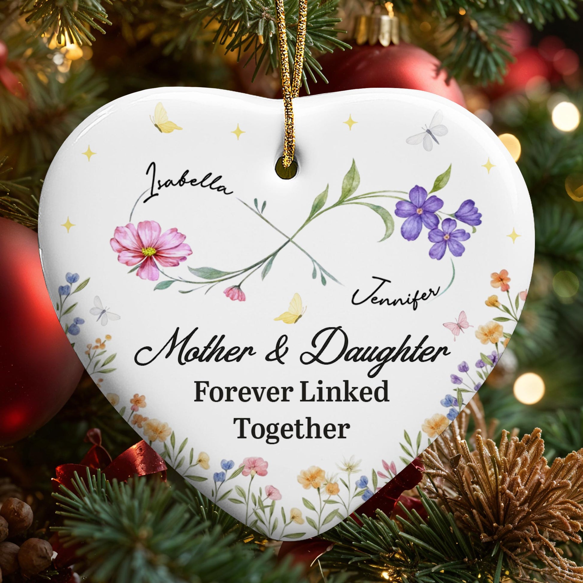 Mother & Daughter Forever Linked Together With Flowers