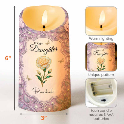 To My Daughter, Flowers And Butterflies Personalized Candle