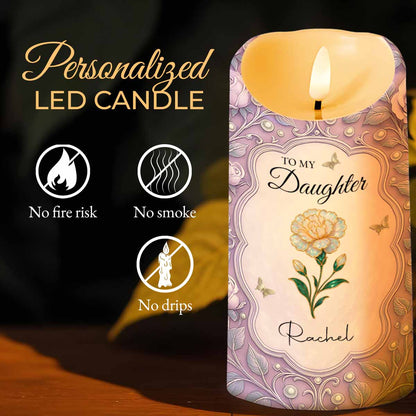 To My Daughter, Flowers And Butterflies Personalized Candle