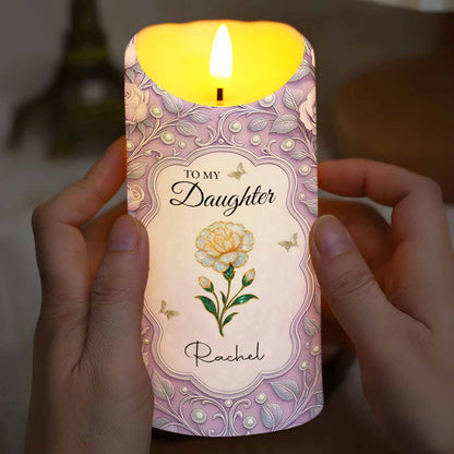 To My Daughter, Flowers And Butterflies Personalized Candle