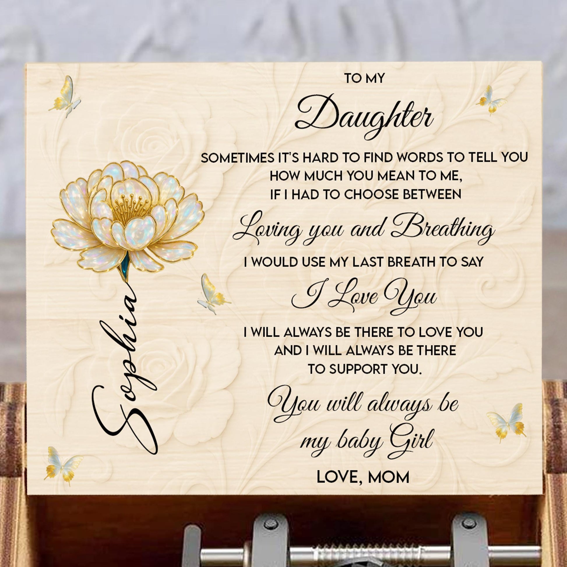 To My Daughter, Flower And Butterflies Love Message