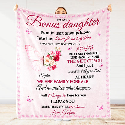 To My Bonus Daughter, Butterfly And Flower Design