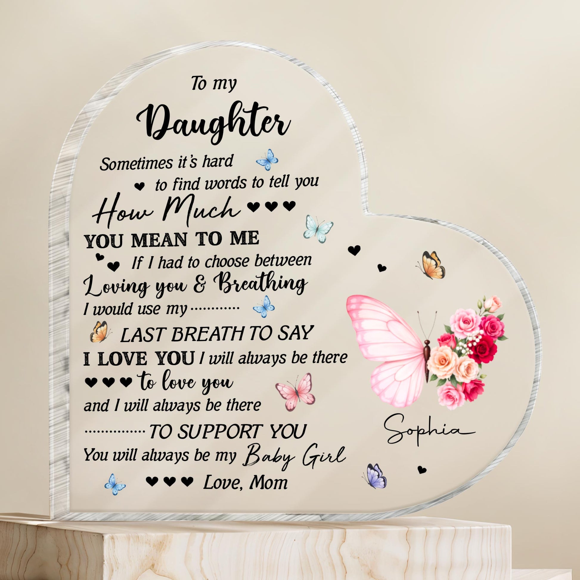 To My Daughter, Butterflies and Flowers Message