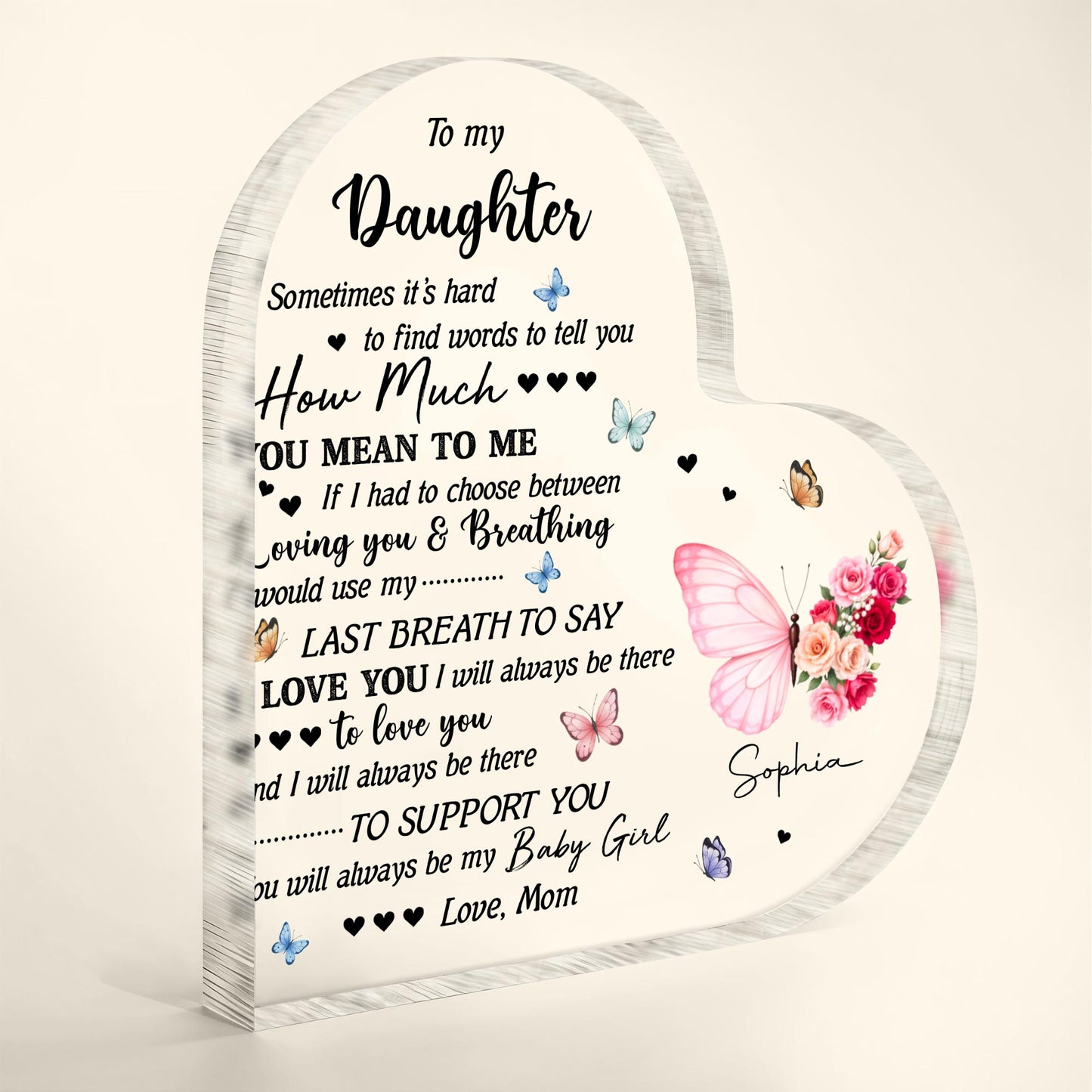 To My Daughter, Butterflies and Flowers Message