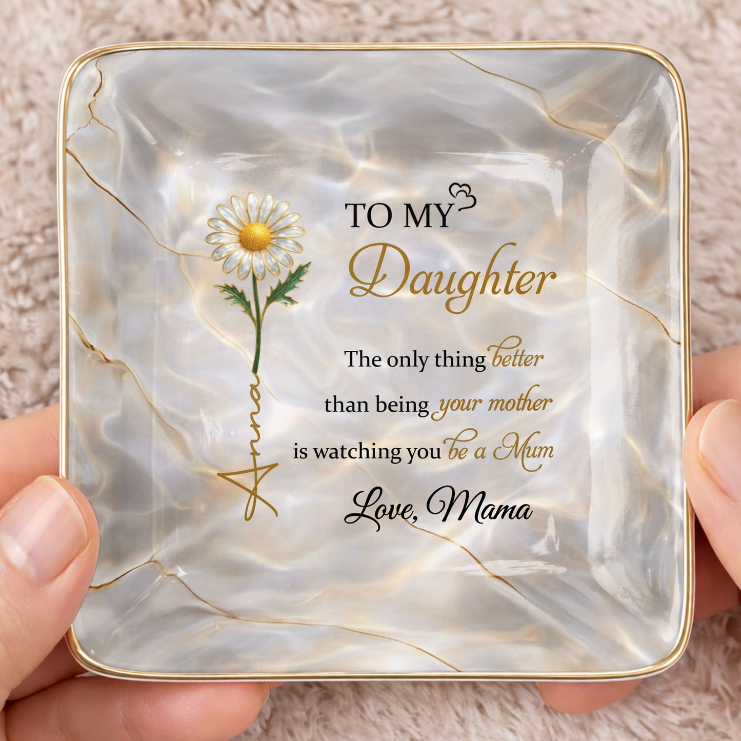To My Daughter, Flower Design Jewelry Dish