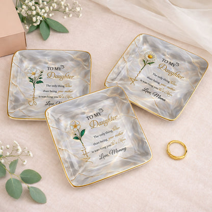 To My Daughter, Flower Design Jewelry Dish