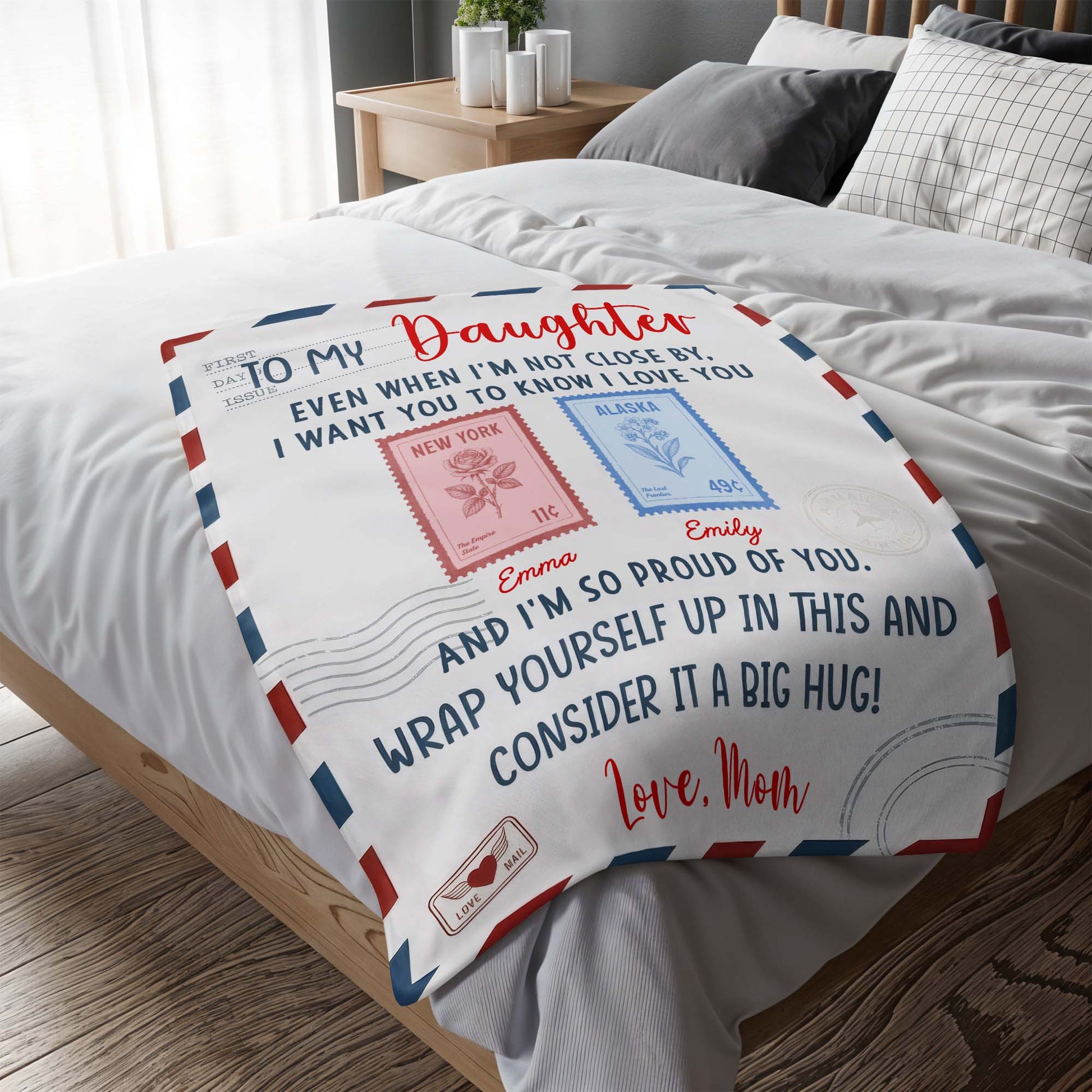 To My Daughter, Love and Postal Stamps Design